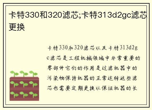 卡特330和320滤芯;卡特313d2gc滤芯更换